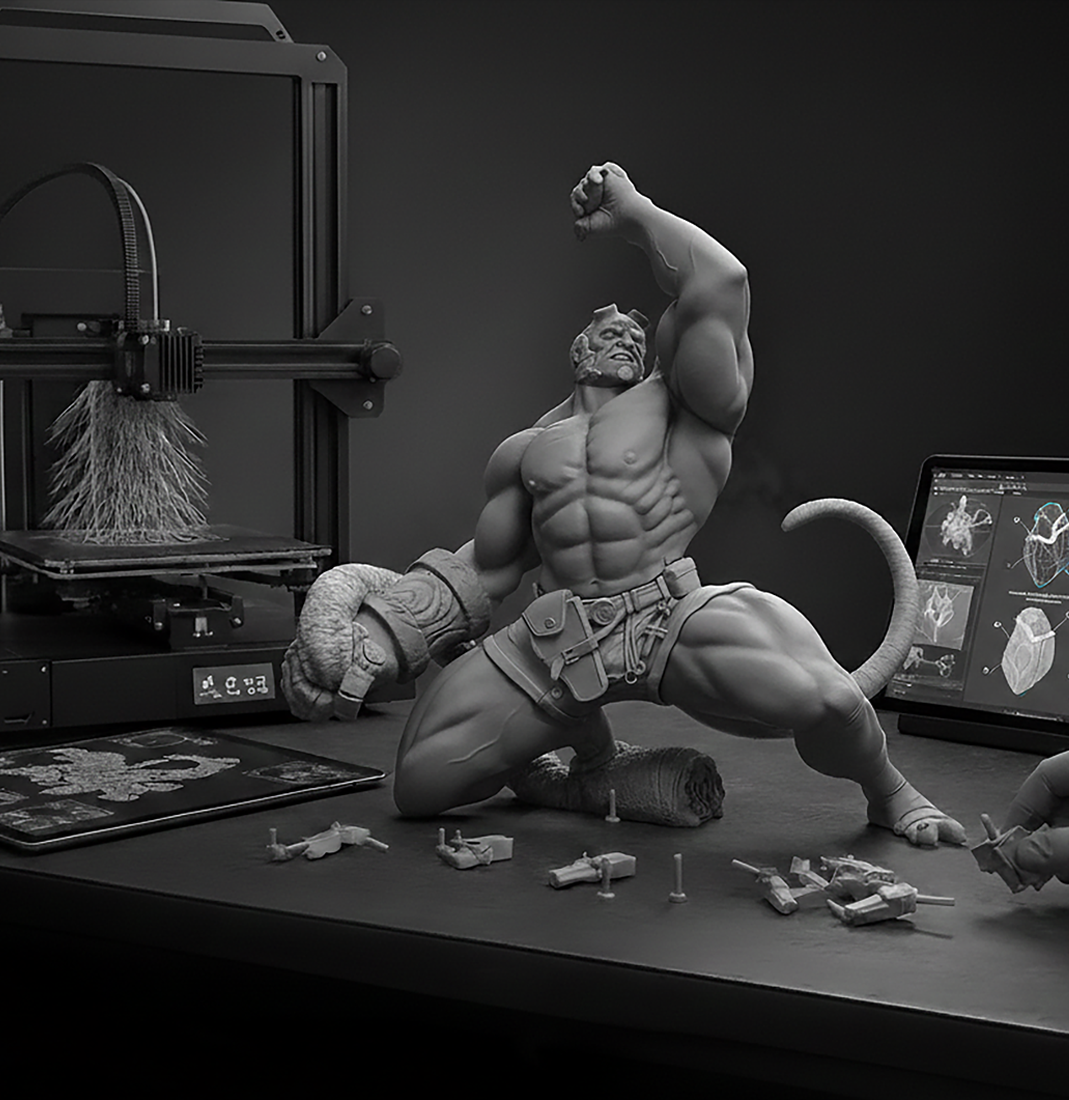 Detailed 3D printed collectible figurine with fine surface detail