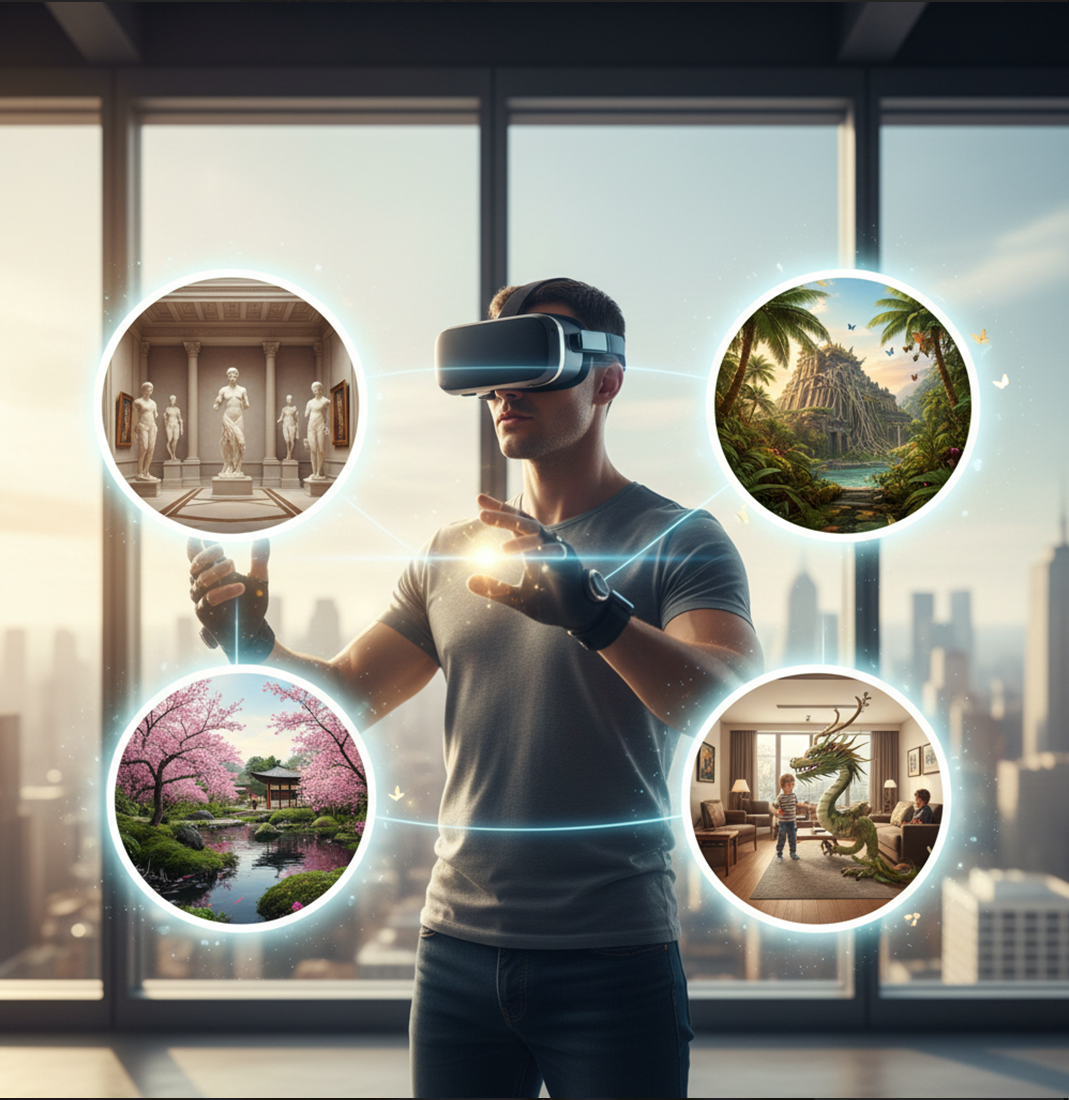 VR headset with immersive augmented reality experience