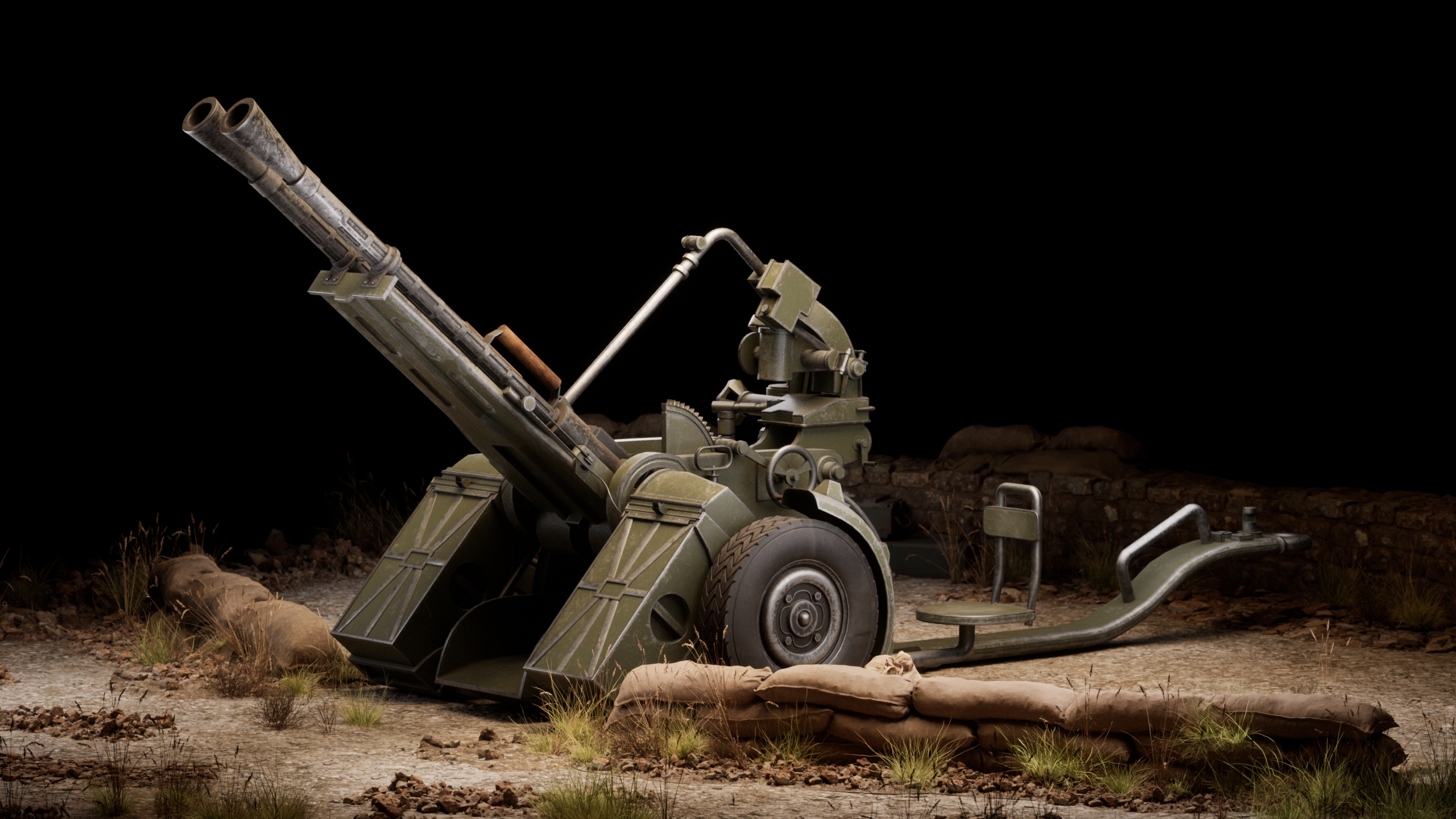 ZPU-2 Anti-Aircraft Gun — AAA Game Ready Prop