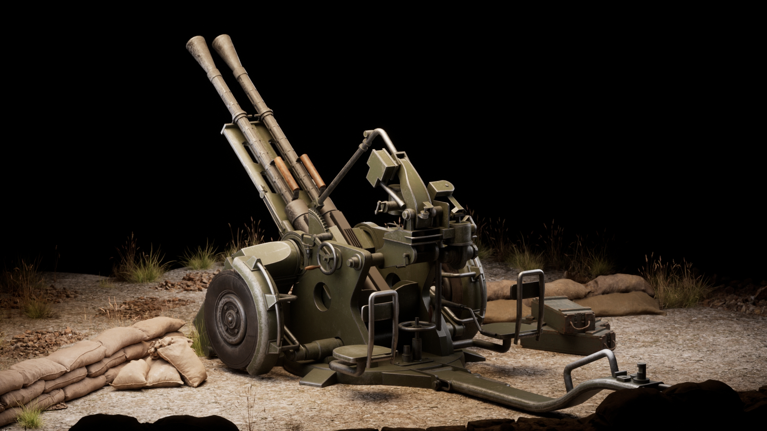 ZPU-2 Anti-Aircraft Gun — AAA Game Ready Prop