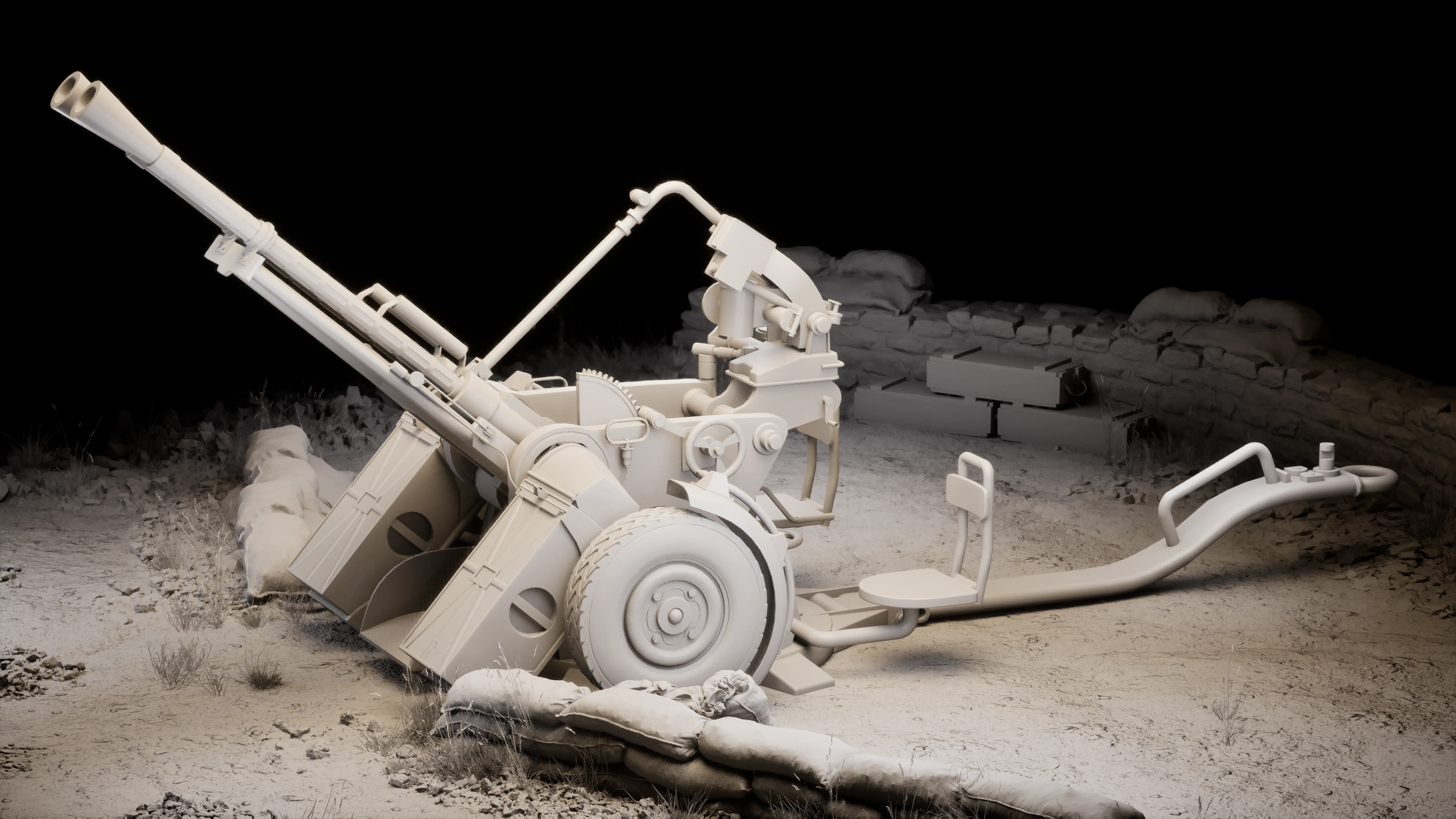 ZPU-2 Anti-Aircraft Gun — AAA Game Ready Prop