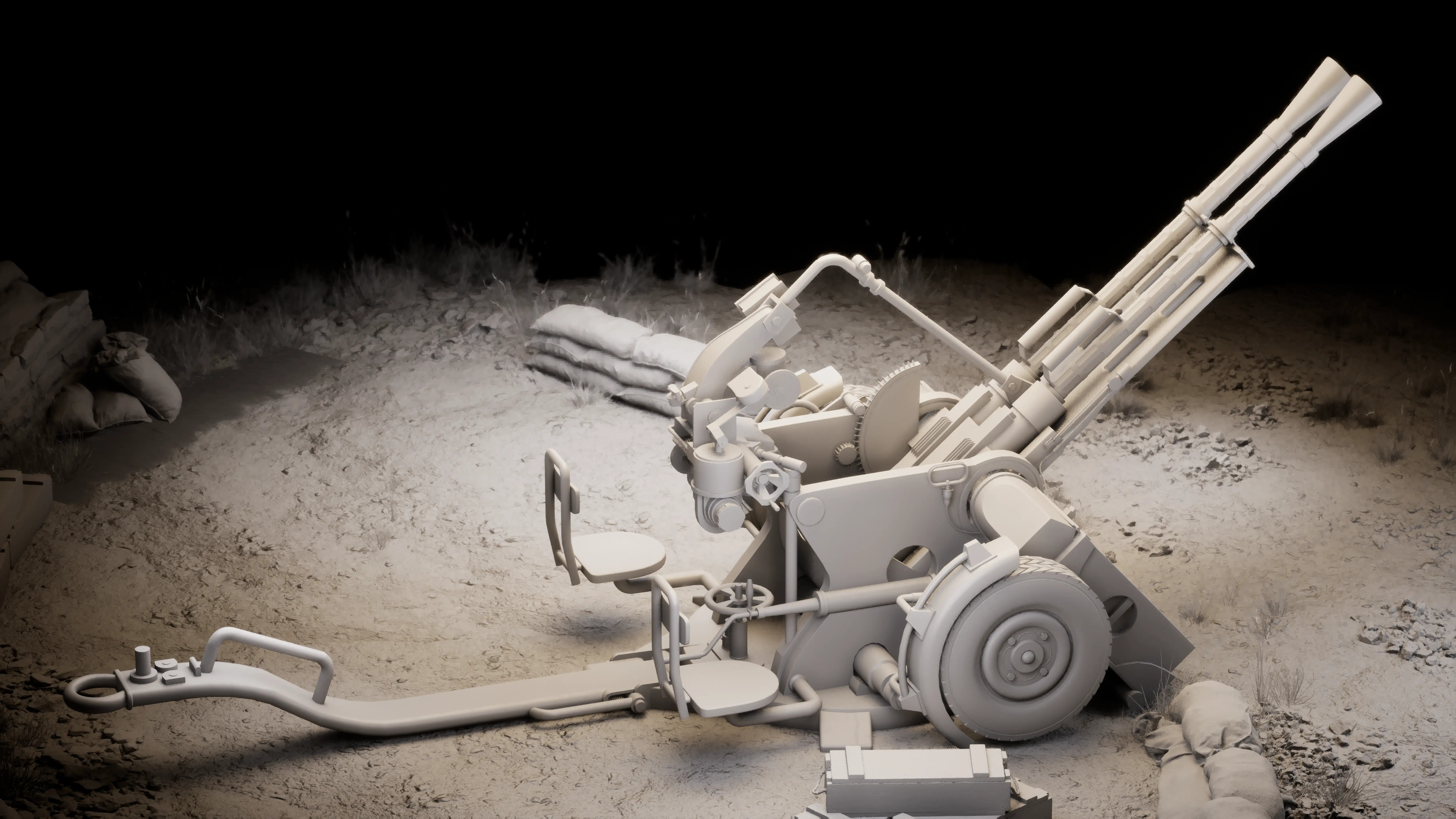 ZPU-2 Anti-Aircraft Gun — AAA Game Ready Prop